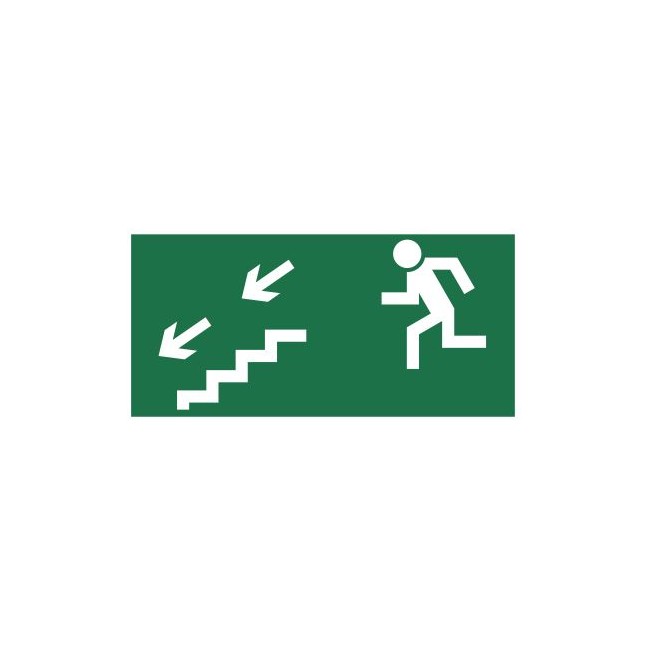 Znak kierunek do wyjścia drogi ewakuacyjnej schodami w dół (na lewo) (105)