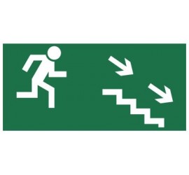 Znak kierunek do wyjścia drogi ewakuacyjnej schodami w dół (na prawo) (106)