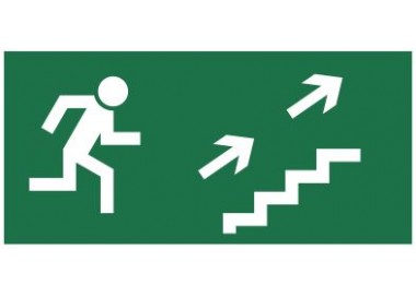 Znak kierunek do wyjścia drogi ewakuacyjnej schodami w górę (na prawo) (108)