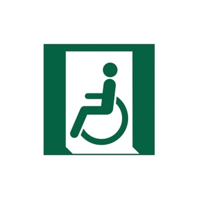 Znak wyjście ewakuacyjne dla osób niezdolnych do chodzenia lub z zaburzeniami chodzenia (po lewej) (E26)