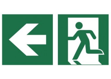 Znak łączony wyjście ewakuacyjne ze strzałką (E01-0LL)