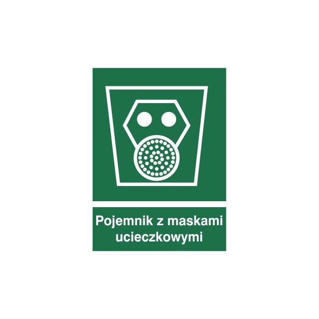 Znak pojemnik z maskami ucieczkowymi (119)