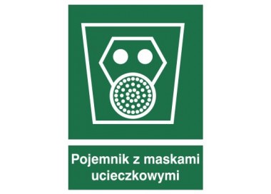 Znak pojemnik z maskami ucieczkowymi (119)