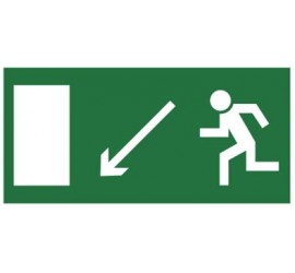Znak kierunek do wyjścia drogi ewakuacyjnej w dół w lewo (znak uzupełniający) (101-02)