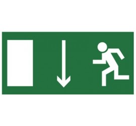 Znak kierunek do wyjścia drogi ewakuacyjnej w dół (znak uzupełniający) (101-04)