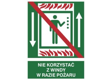 Znak nie korzystać z windy w razie pożaru (154-01)