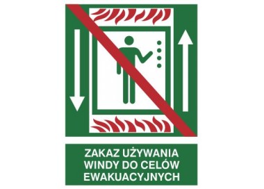 Znak zakaz używania windy do celów ewakuacyjnych (154-02)