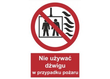 Znak nie używać dźwigu w przypadku pożaru (154-03)