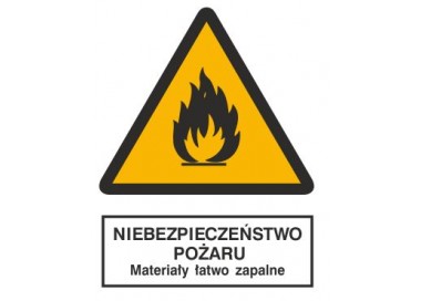 Znak niebezpieczeństwo pożaru - materiały łatwo zapalne (215)