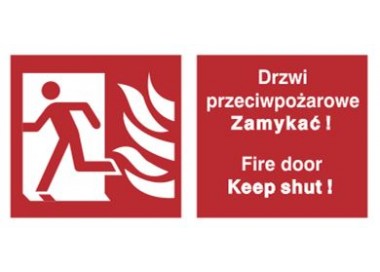 Znak drzwi przeciwpożarowe. Zamykać! Fire door keep shut! (w lewo) (217-02)