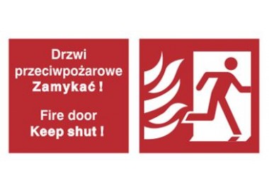 Znak drzwi przeciwpożarowe. Zamykać! Fire door keep shut! (w prawo) (217-20)