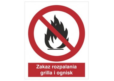 Znak zakaz rozpalania grilla i ognisk (601-01)
