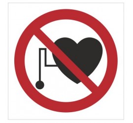 Znak zakaz przebywania osób z rozrusznikiem serca (616)