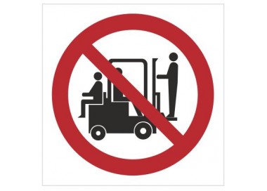 Znak zakaz przewozu osób na urządzeniach transportowych (619)