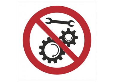 Znak zakaz naprawiania urządzenia w ruchu (643)