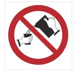 Znak zakaz trzymania ręką kubków przy zalewaniu wrzątkiem (644)