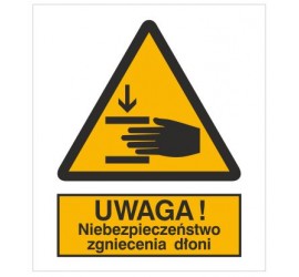 Znak ostrzeżenie przed zgnieceniem dłoni (327)