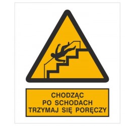 Znak ostrzeżenie przed niebezpieczeństwem upadku na schodach (341)