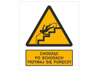Znak ostrzeżenie przed niebezpieczeństwem upadku na schodach (341)