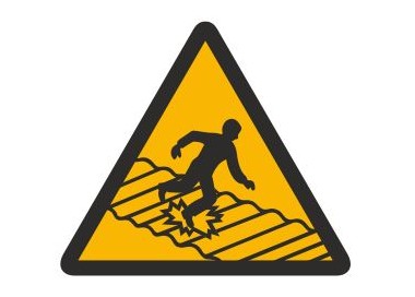 Znak ostrzeżenie przed kruchym dachem (310)