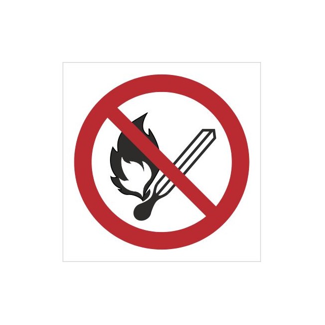 Znak zakaz używania otwartego ognia (P03)