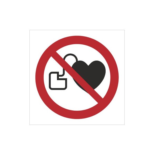 Znak zakaz wstępu osobom ze stymulatorem serca (P07)