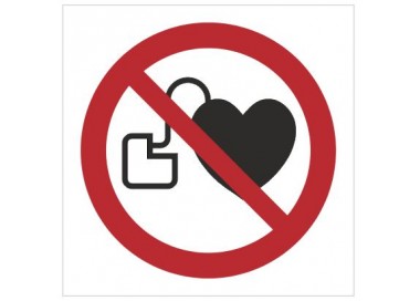 Znak zakaz wstępu osobom ze stymulatorem serca (P07)