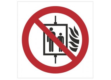 Znak zakaz używania windy w razie pożaru (P20)