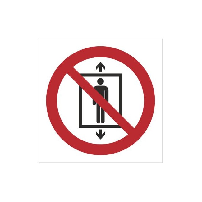 Znak zakaz używania windy przez ludzi (P27)