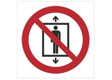 Znak zakaz używania windy przez ludzi (P27)