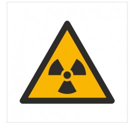 Znak ostrzeżenie przed materiałem radioaktywnym lub promieniowaniem jonizującym (W03)