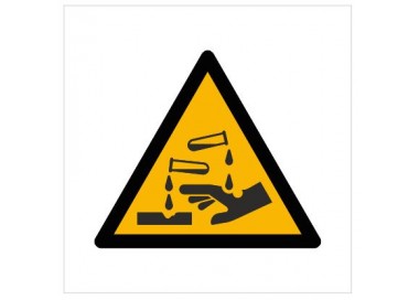 Znak ostrzeżenie przed substancjami żrącymi (W23)